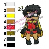 Robin Teen Titans Embroidery Design 05